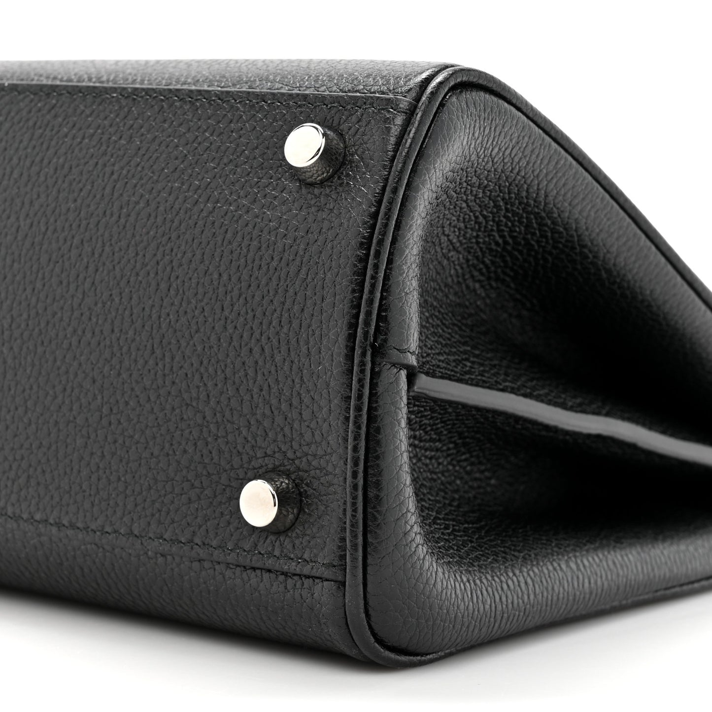 Grainy Calfskin Small Zumi Top Handle Bag Black