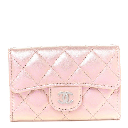 Chanel Iridescent Calfskin Quilted Flap Card Holder Wallet Pink 1 of 9