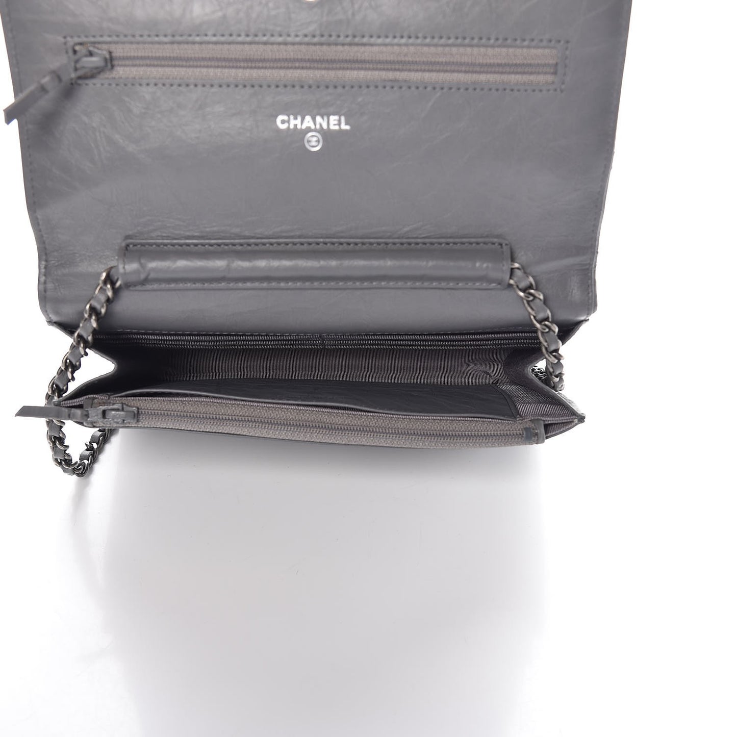 Aged Calfskin Quilted Reissue Wallet On Chain WOC Grey