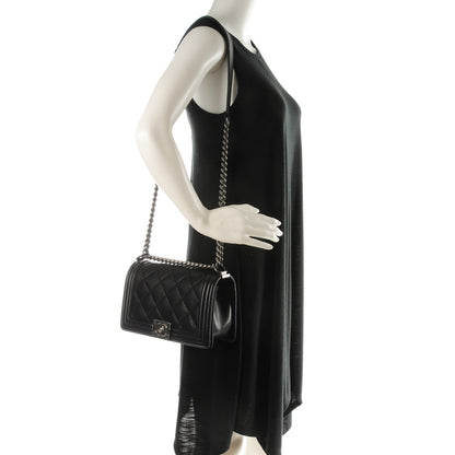 Chanel Calfskin Stitched Medium Boy Flap Black 2 of 7