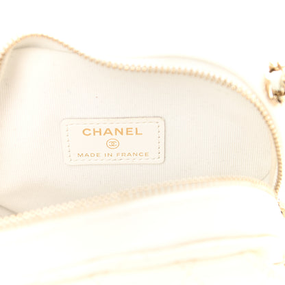 Chanel Lambskin Quilted CC In Love Heart Clutch With Chain White 6 of 12