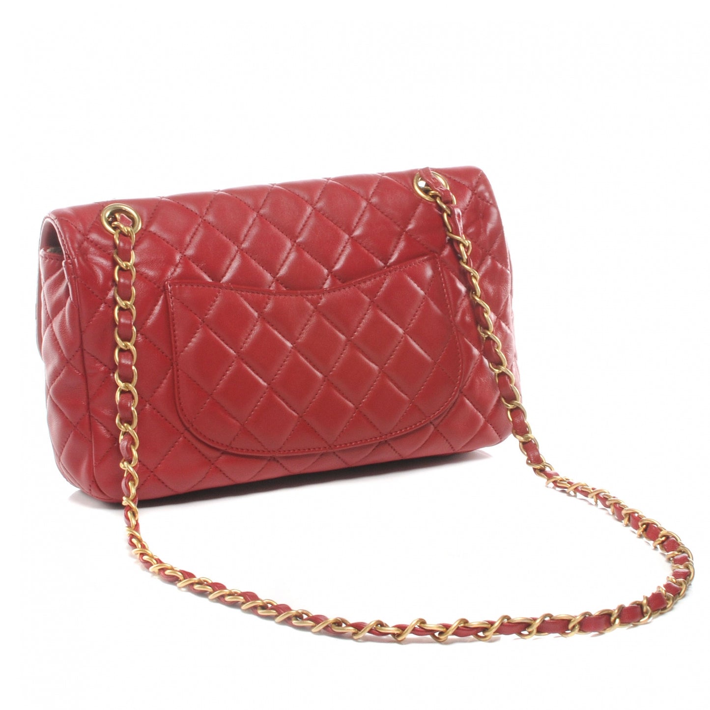 Lambskin Quilted Cruise Charm Medium Flap Red