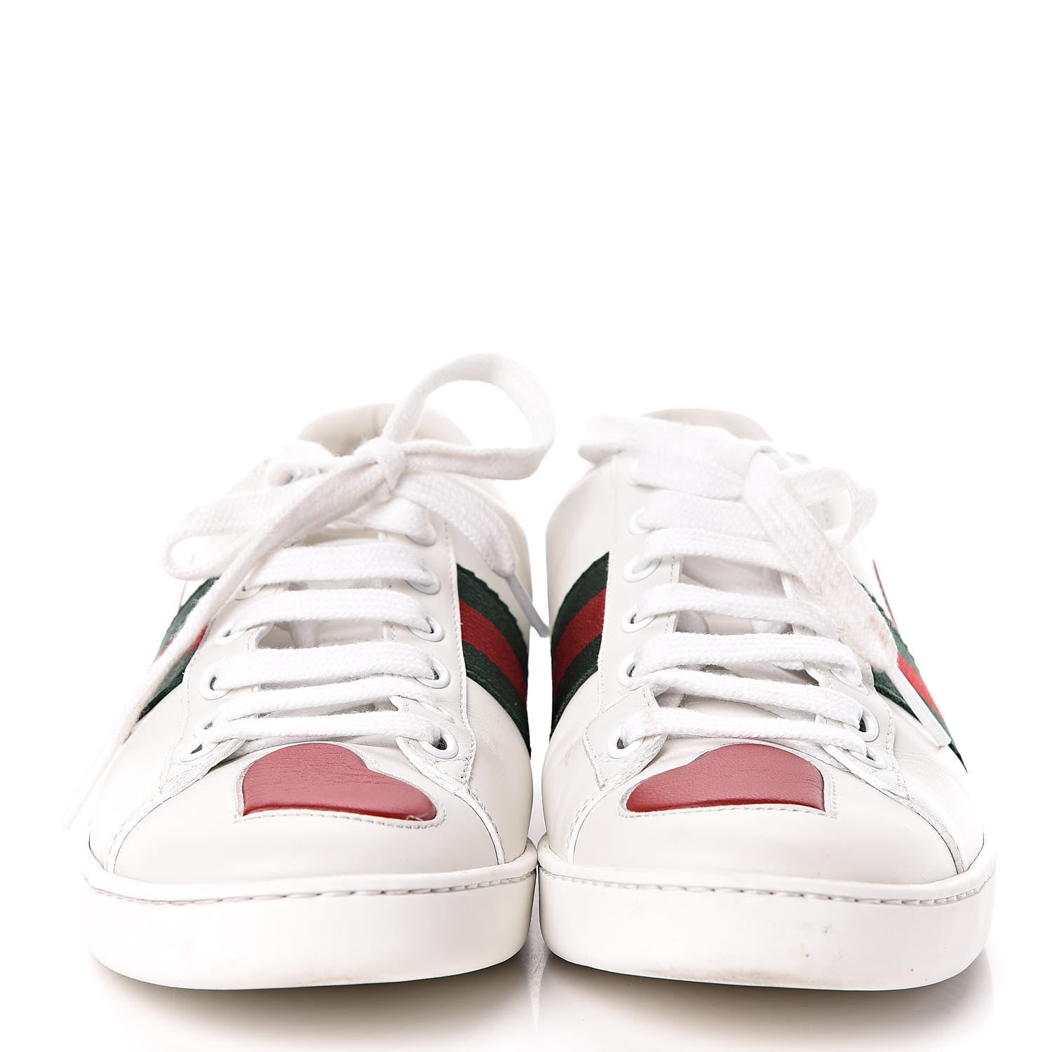 Gucci Calfskin Web Heart Embroidered Womens Ace Sneakers 37 White 2 of 10