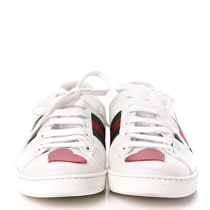 Gucci Calfskin Web Heart Embroidered Womens Ace Sneakers 37 White 2 of 10