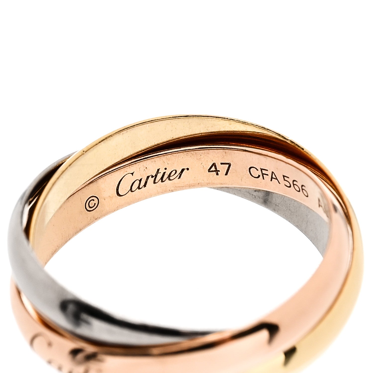 Cartier 18K Pink Yellow White Gold Classic Trinity Ring 47 4 4 of 7
