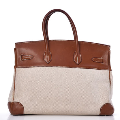 Hermes Toile Barenia Birkin 35 Fauve 4 of 45
