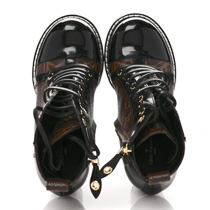 Louis Vuitton Patent Calfskin Monogram Star Trail Ankle Boots 36 Black 2 of 12