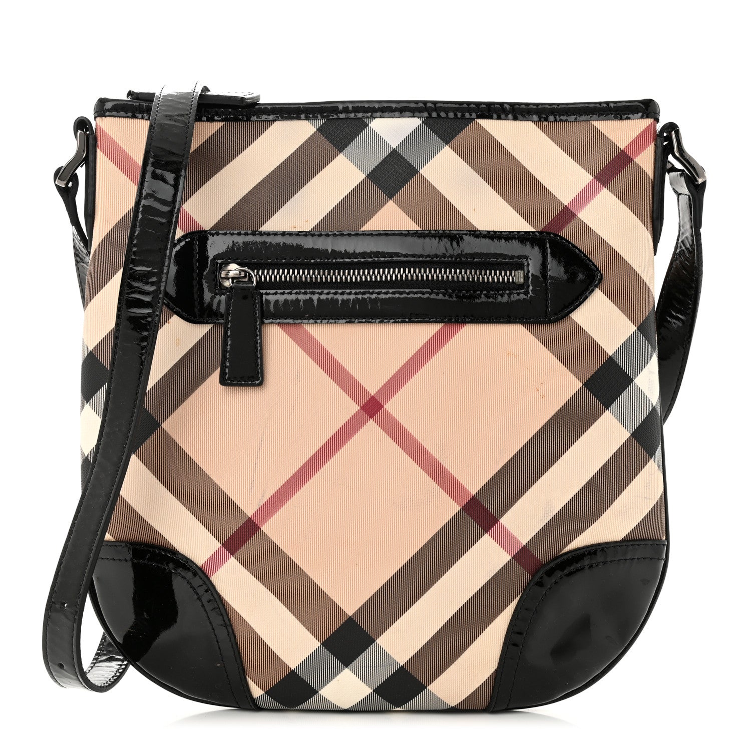 Burberry Patent Nova Check Dryden Crossbody Bag Black 1 of 18