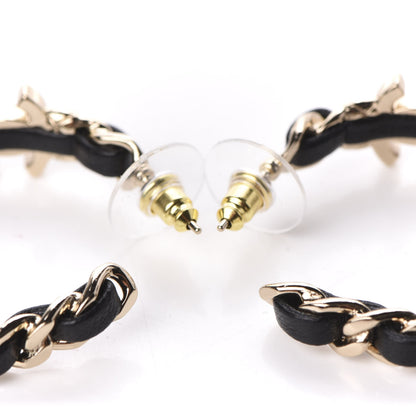 Chanel Lambskin CC Turnlock Chain Hoop Earrings Gold Black 3 of 4