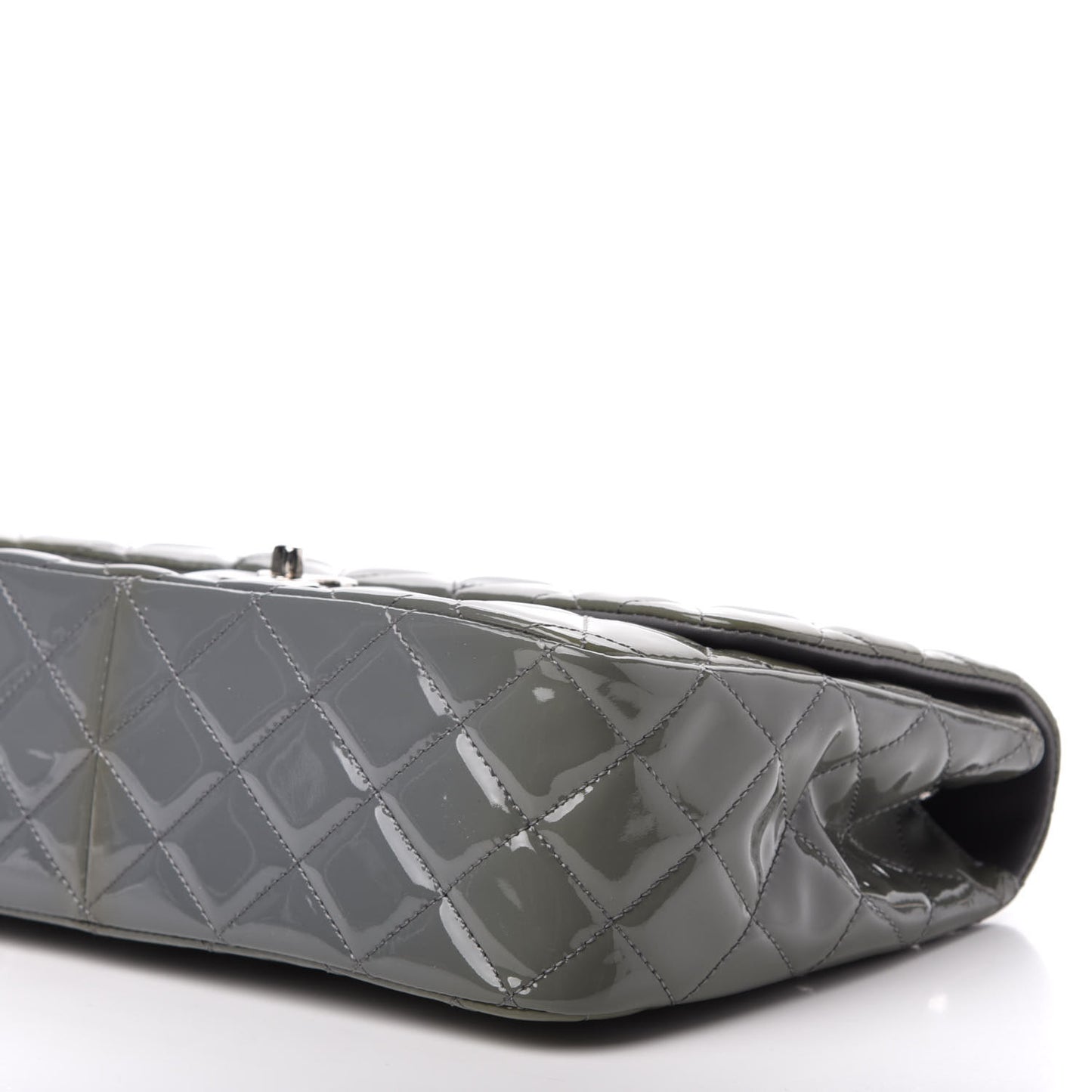 Patent Quilted Jumbo Single Flap Grey