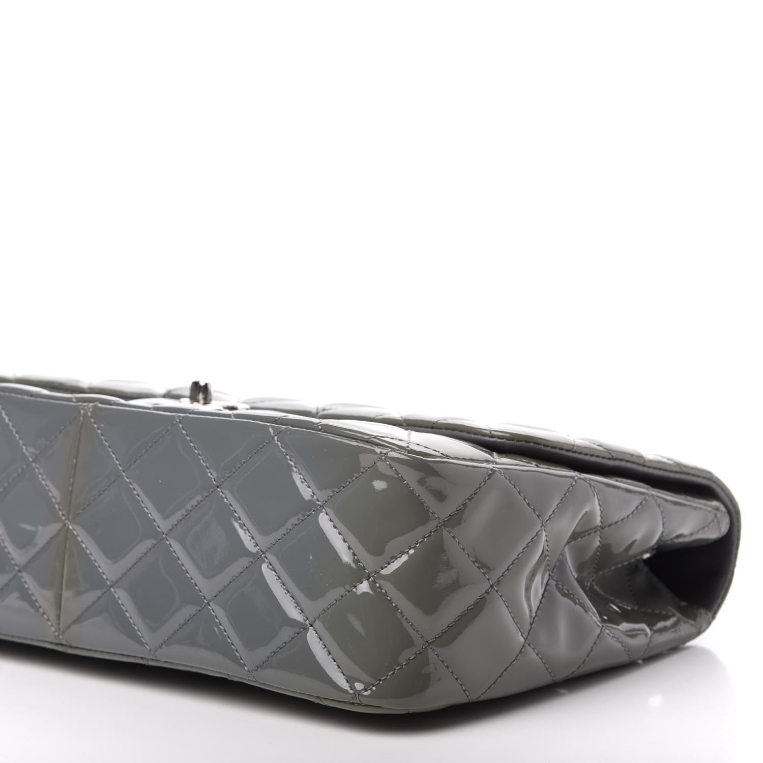 Chanel Patent Quilted Jumbo Single Flap Grey 10 of 12