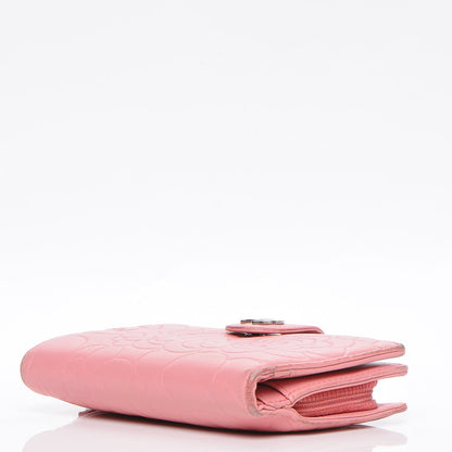 Chanel Lambskin Camellia Embossed L-Zip Pocket Wallet Pink 4 of 13