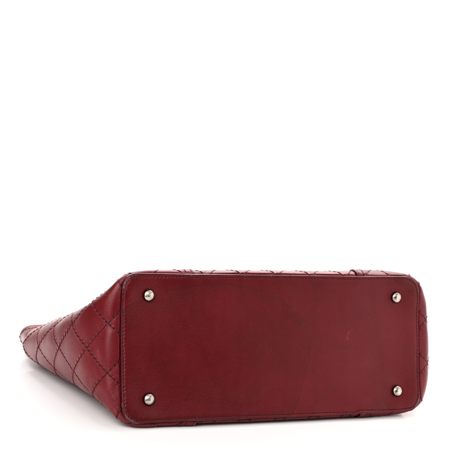 Chanel Calfskin Stitched CC Pocket Shopping Tote Dark Red 4 of 11