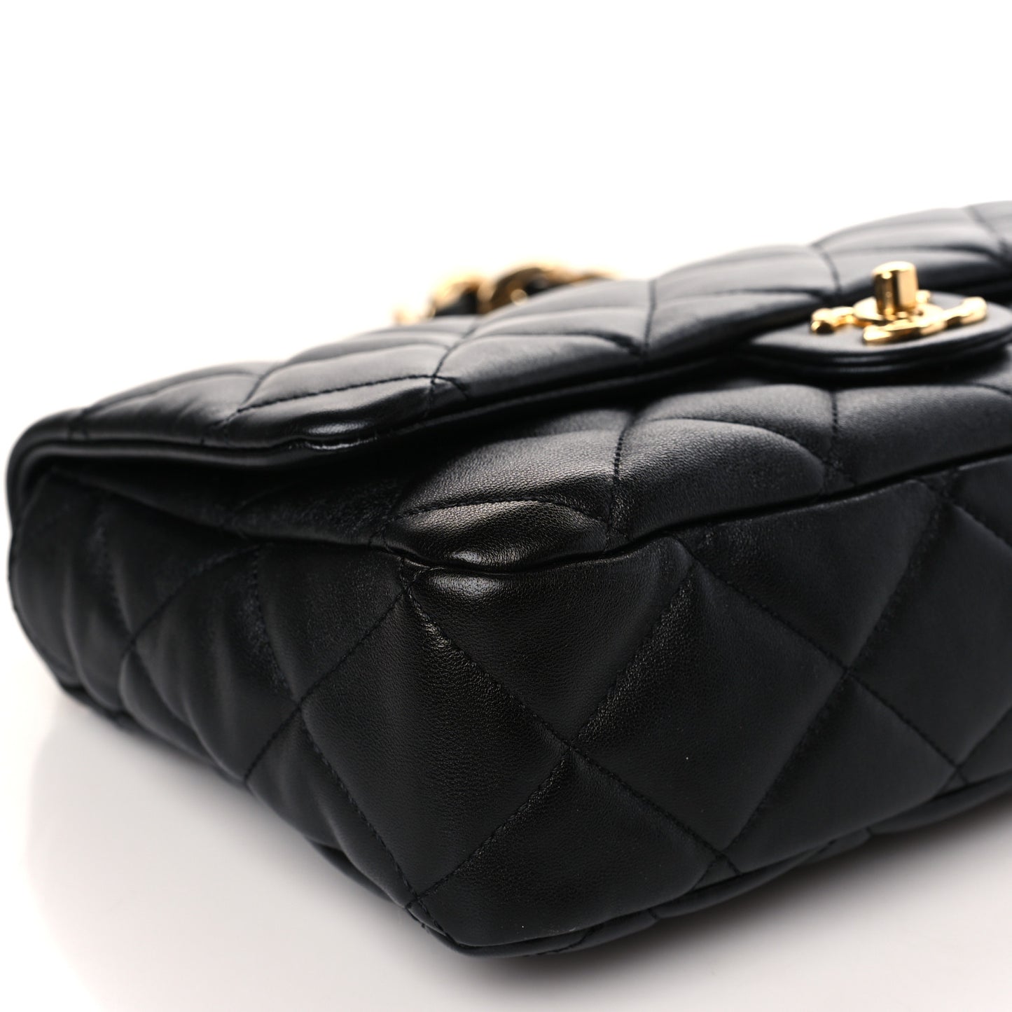 Lambskin Quilted Large CC Funky Town Flap Black