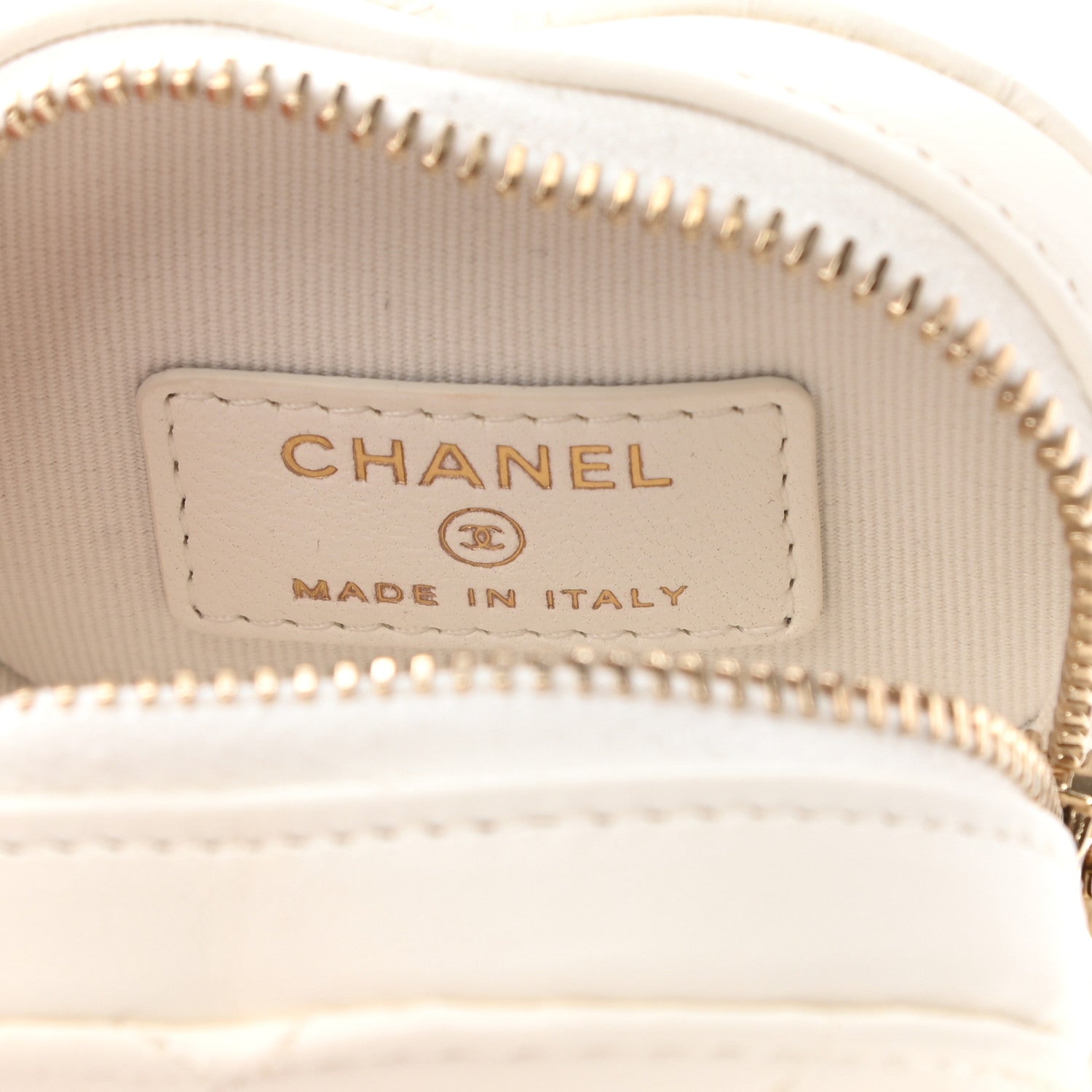Chanel Lambskin Quilted Heart Zipped Arm Coin Purse White 6 of 8