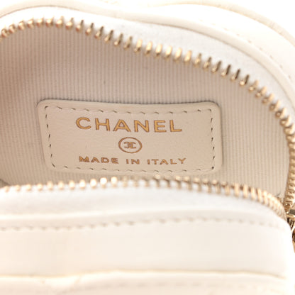 Chanel Lambskin Quilted Heart Zipped Arm Coin Purse White 6 of 8