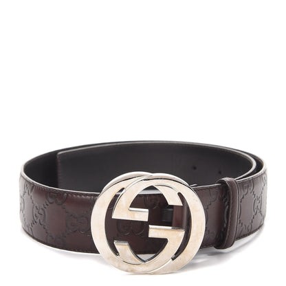 Gucci Guccissima Interlocking G Belt 80 32 Dark Brown 1 of 7