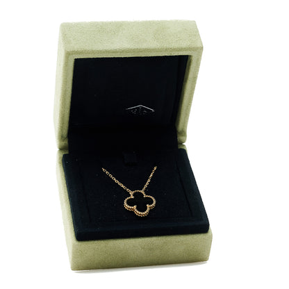 Van Cleef & Arpels 18K Yellow Gold Black Onyx Vintage Alhambra Pendant Necklace 6 of 6