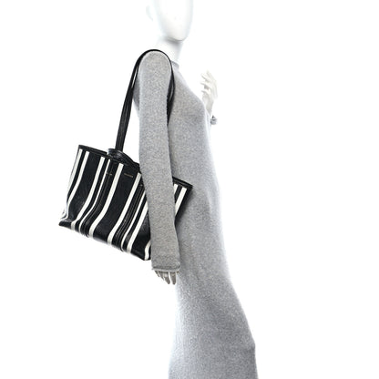 Balenciaga Agneau Arena Striped Patchwork Large Barbes East West Shopper Black White 2 of 11