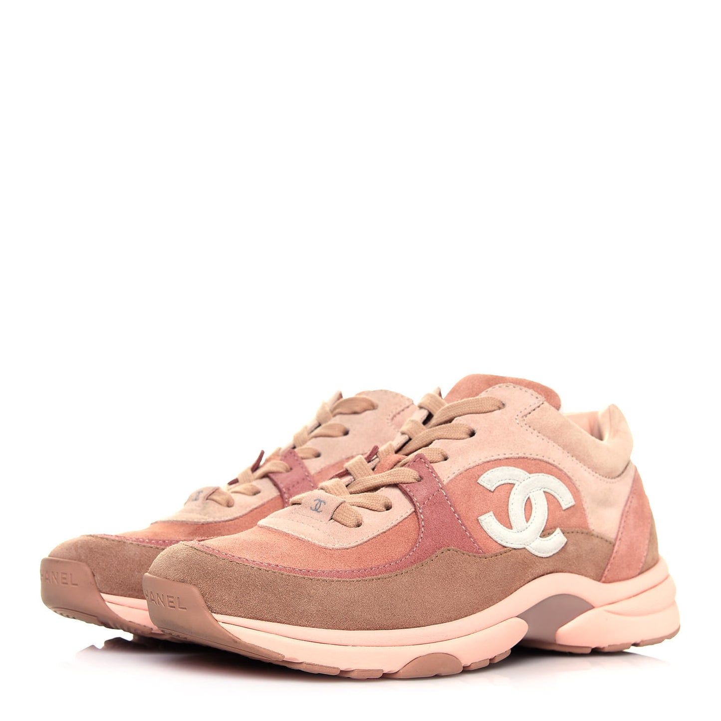 Nylon Lambskin Suede Calfskin CC Sneakers 39 Pink