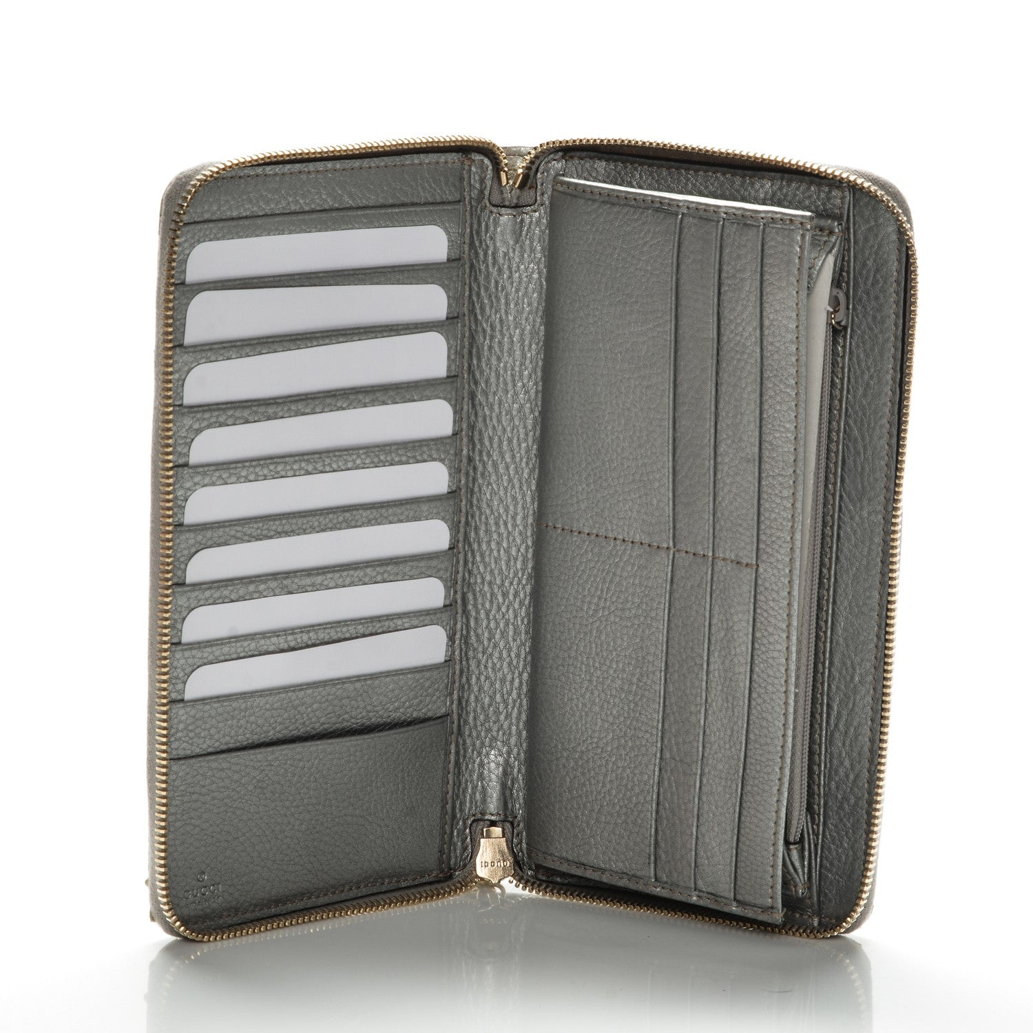 Gucci Metallic Python Bamboo Zip Around Large Wallet Silver 5 of 7