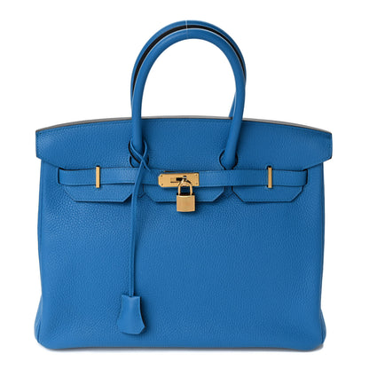 Hermes Taurillon Clemence BIRKIN 35 Bleu Zanzibar 1 of 8