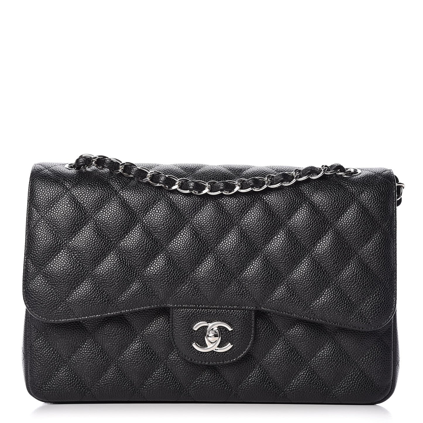 CHANELCaviarQuiltedJumboDoubleFlapBlack