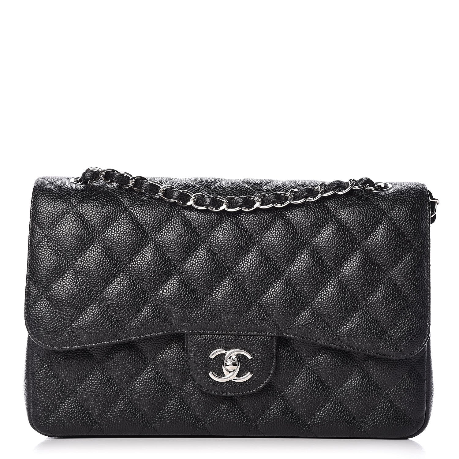 FASHIONPHILE CHANELCaviarQuiltedJumboDoubleFlapBlack 1 of 11