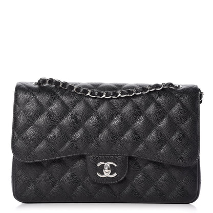 FASHIONPHILE CHANELCaviarQuiltedJumboDoubleFlapBlack 1 of 11