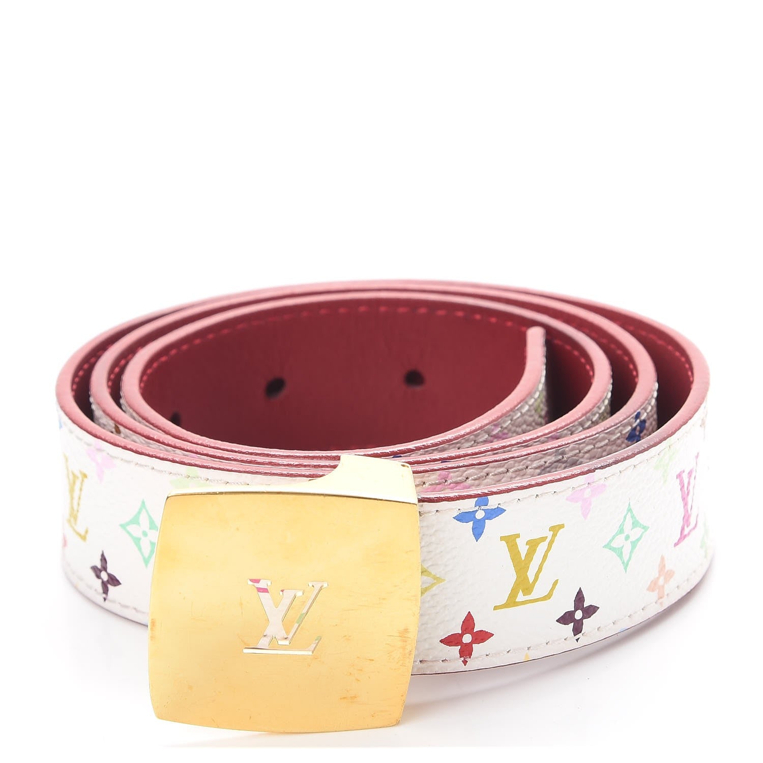 Louis Vuitton Monogram Multicolor LV Cut Reversible Belt 80 32 White Grenade 1 of 8