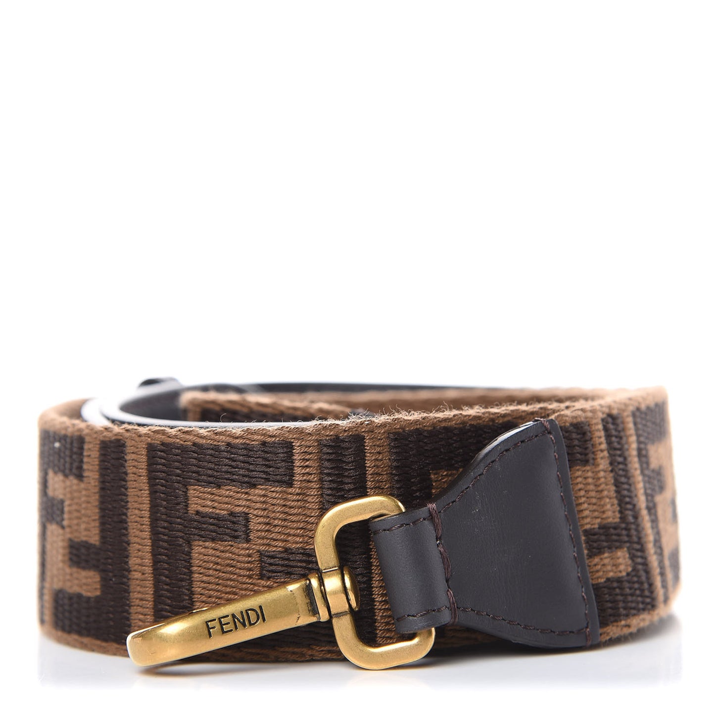 Ribbon Vitello Century FF 1974 Flat Studded Strap You Fango Marrone Ebano