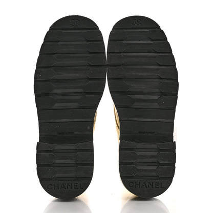 Chanel Shiny Lambskin Quilted Lace Up Combat Boots 36.5 White Black 6 of 12