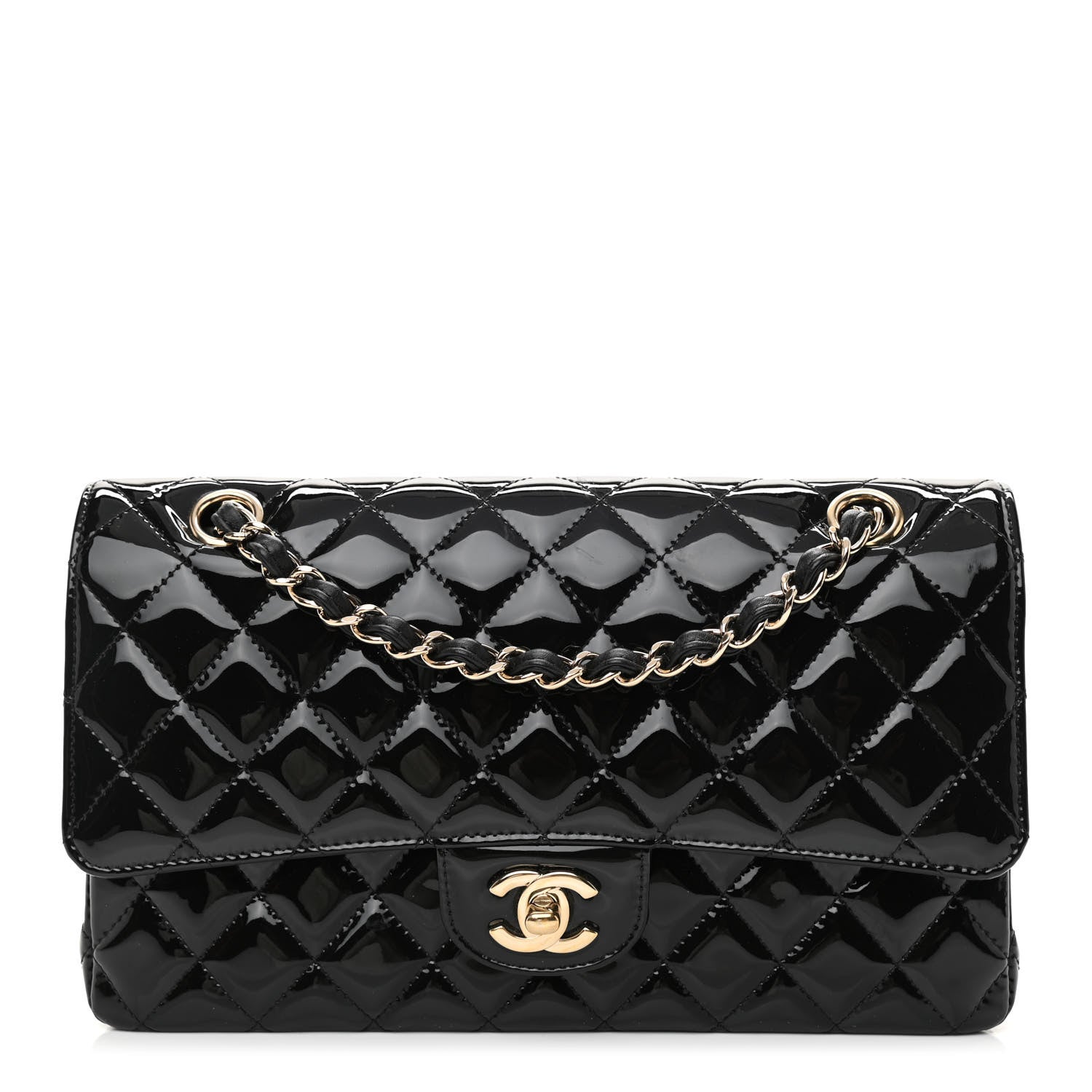 Chanel Patent Quilted Medium Double Flap Black 1 of 12