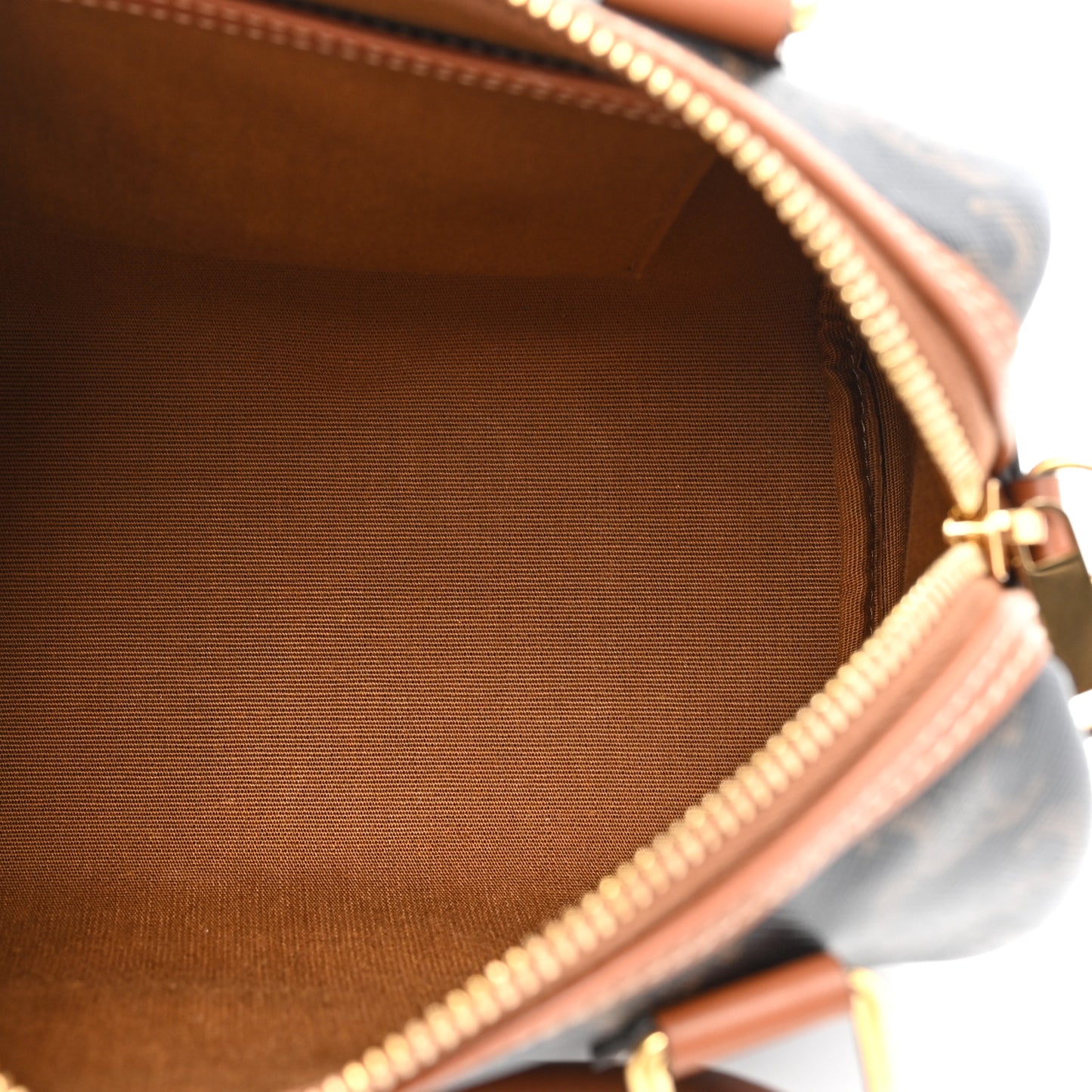 Triomphe Canvas Calfskin Small Boston Bag Tan
