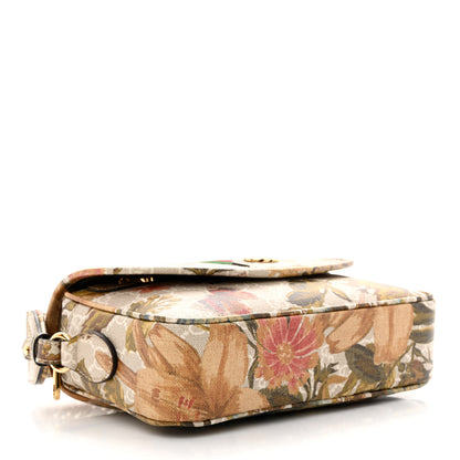 Gucci GG Supreme Monogram Water Flora Web Studded Mini Ophidia Flap Shoulder Bag Beige White Multicolor 4 of 12