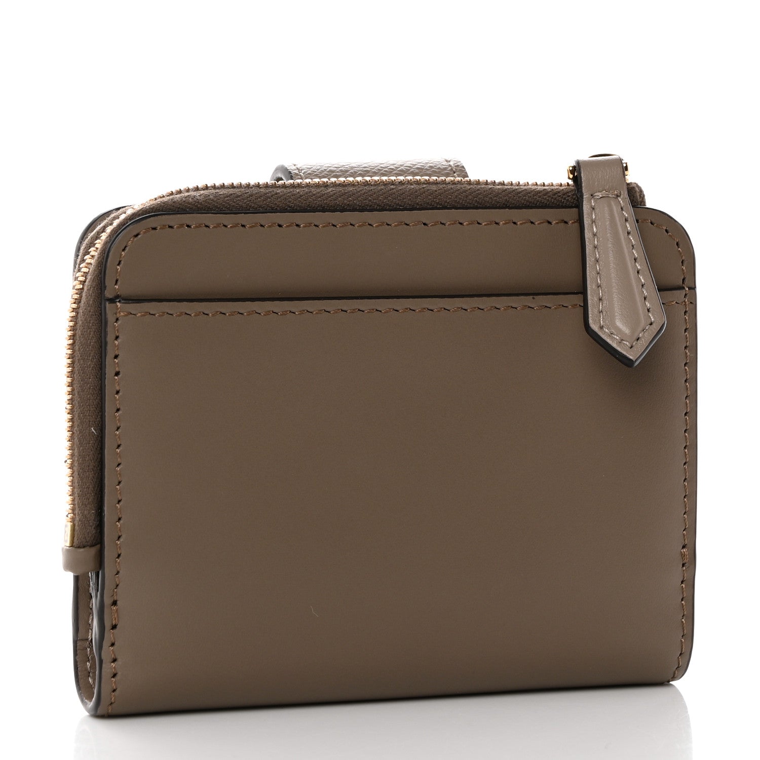 Fendi Vitello King Cruise FF Diamonds Compact Wallet Tartufo Tortora 3 of 10