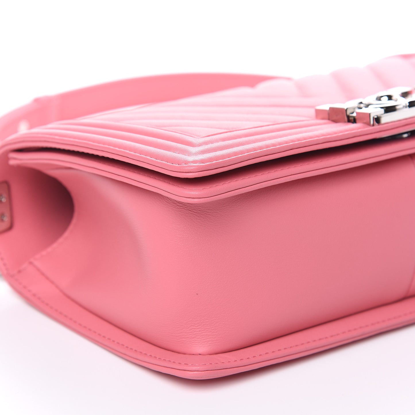 Calfskin Chevron Quilted Medium Boy Flap Pink