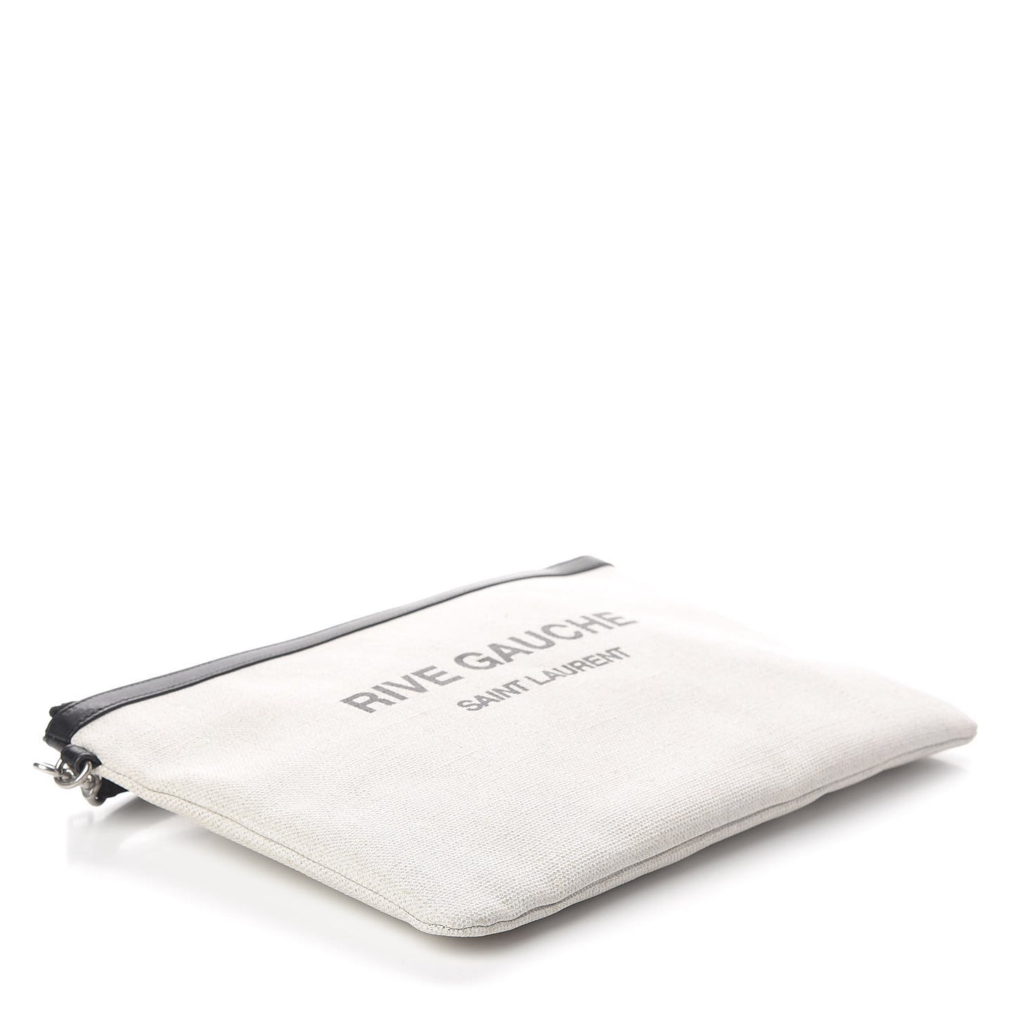 Linen Canvas Rive Gauche Zipped Pouch Optic White