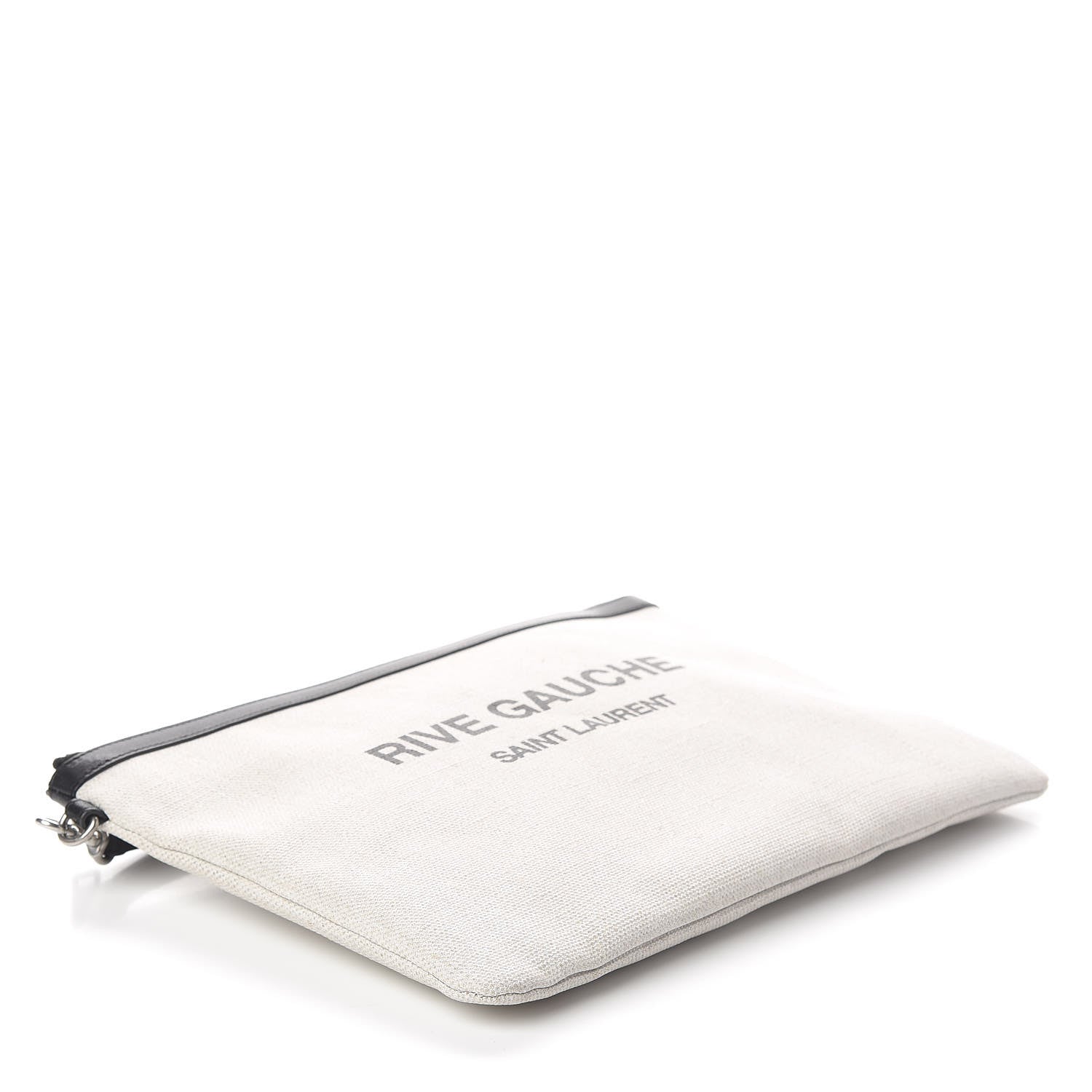 Saint Laurent Linen Canvas Rive Gauche Zipped Pouch Optic White 4 of 6