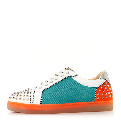 Christian Louboutin Patent Calfskin Mesh Suede Seavaste Flat Sneakers 44 Multicolor 1 of 11