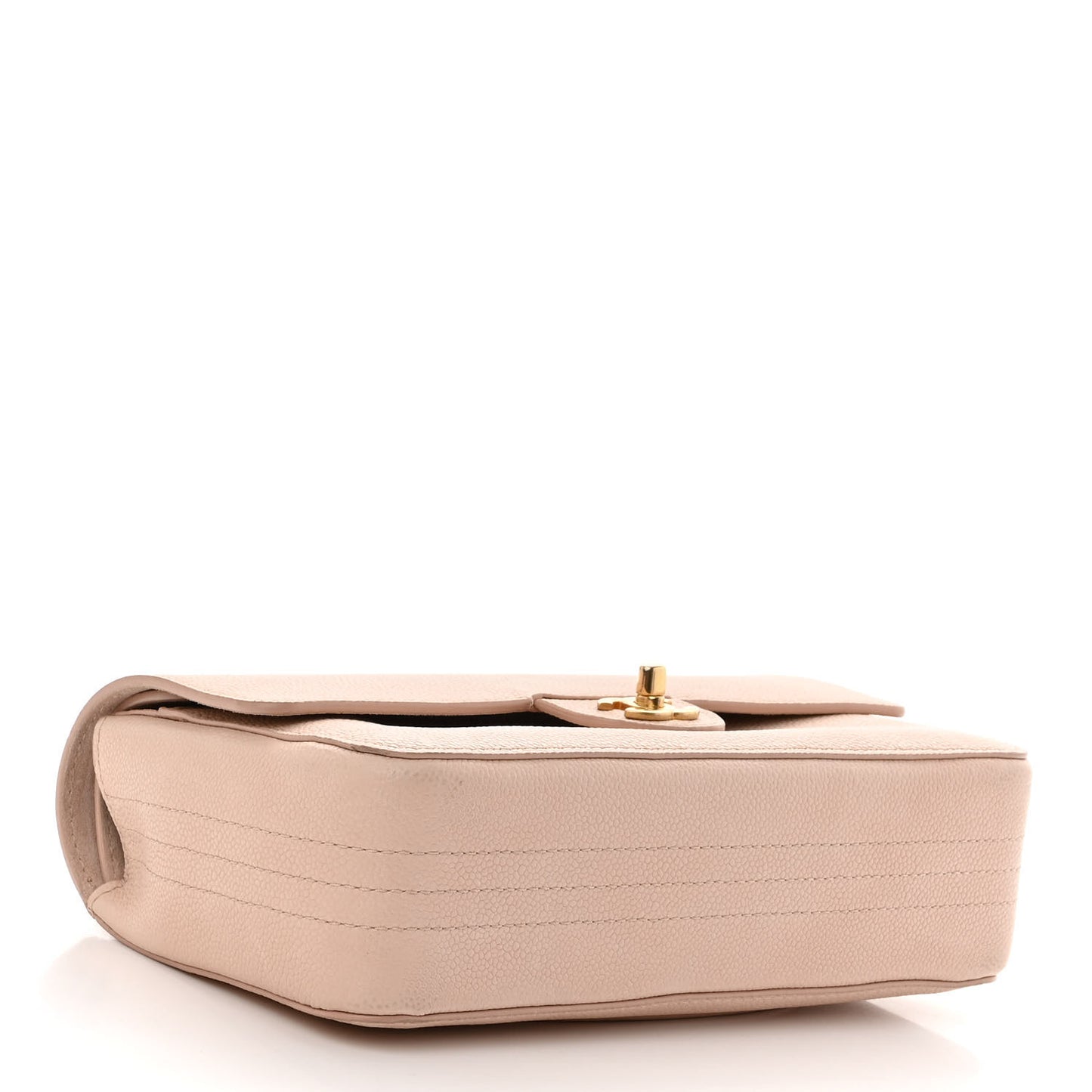 Grained Calfskin Medium Classic Pure Double Flap Nude