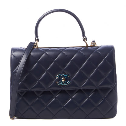 Chanel Lambskin Quilted Medium Trendy CC Flap Dual Handle Bag Navy Blue 1 of 9