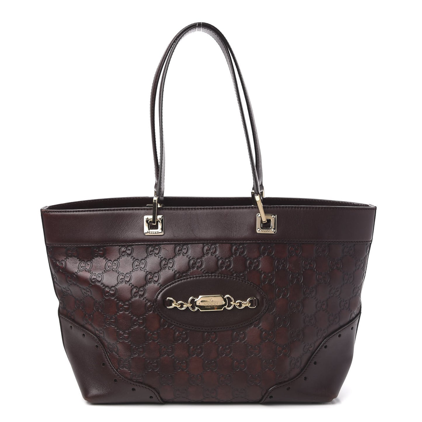 Guccissima Large Punch Tote Chocolate Brown