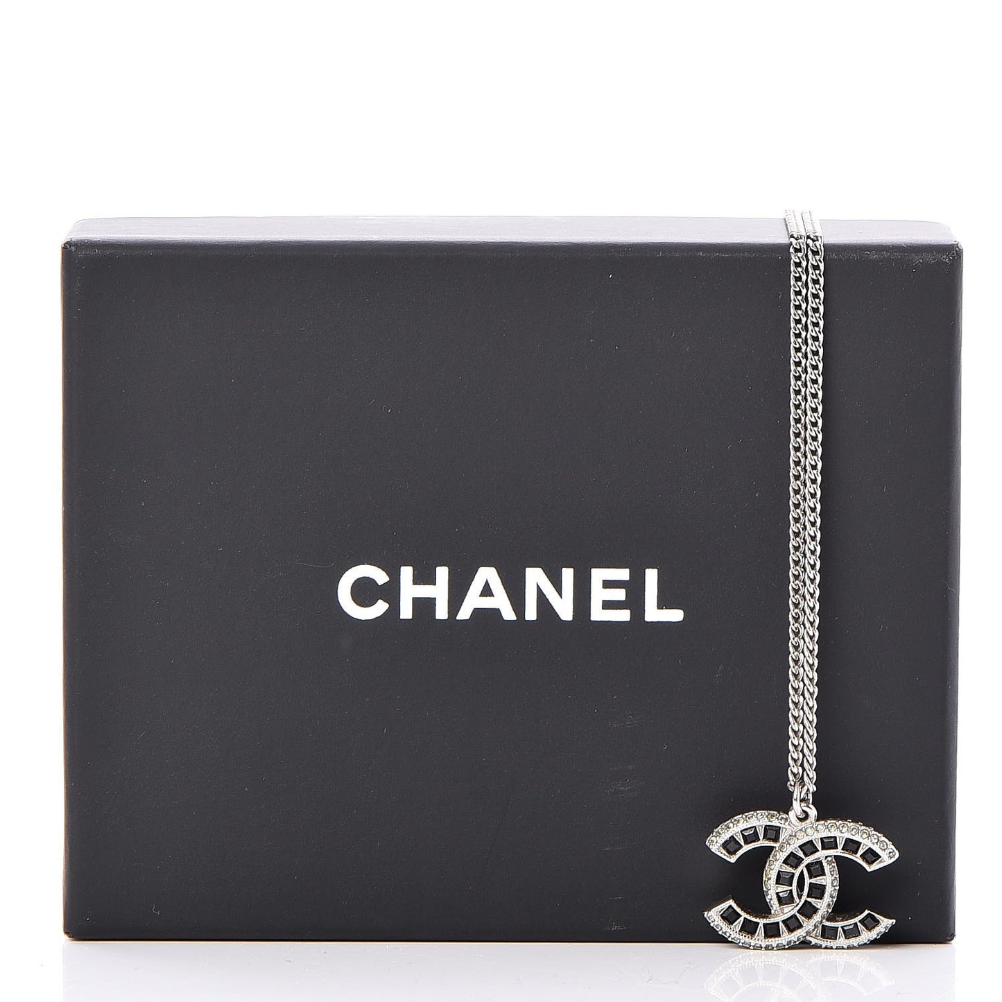 Ruthenium Baguette Crystal CC Necklace Black