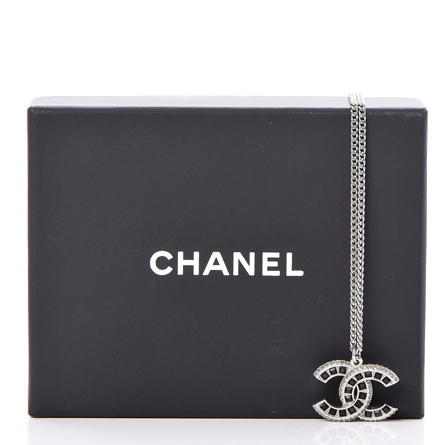 Chanel Ruthenium Baguette Crystal CC Necklace Black 7 of 7