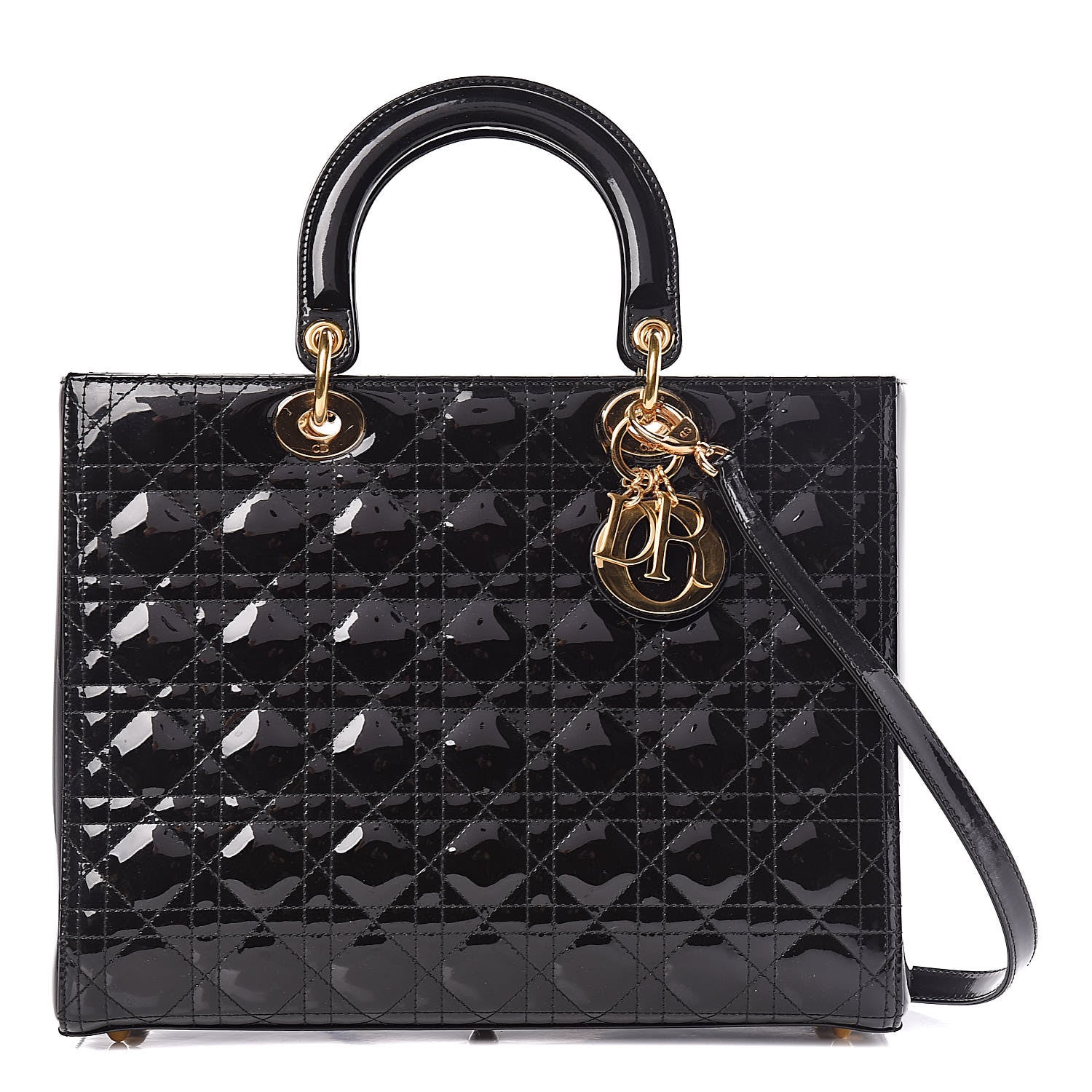 Christian Dior Patent Cannage Large Lady Dior Black 1 of 10
