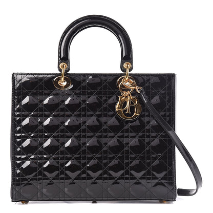 Christian Dior Patent Cannage Large Lady Dior Black 1 of 10
