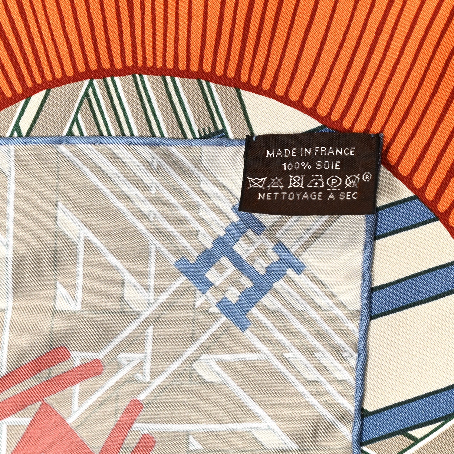 Hermes Silk Masan & Masan Scarf 90 Grege Potiron Bois De Rose 3 of 7