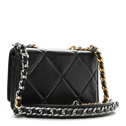 Chanel Lambskin Quilted Chanel 19 Wallet On Chain WOC Black 3 of 16