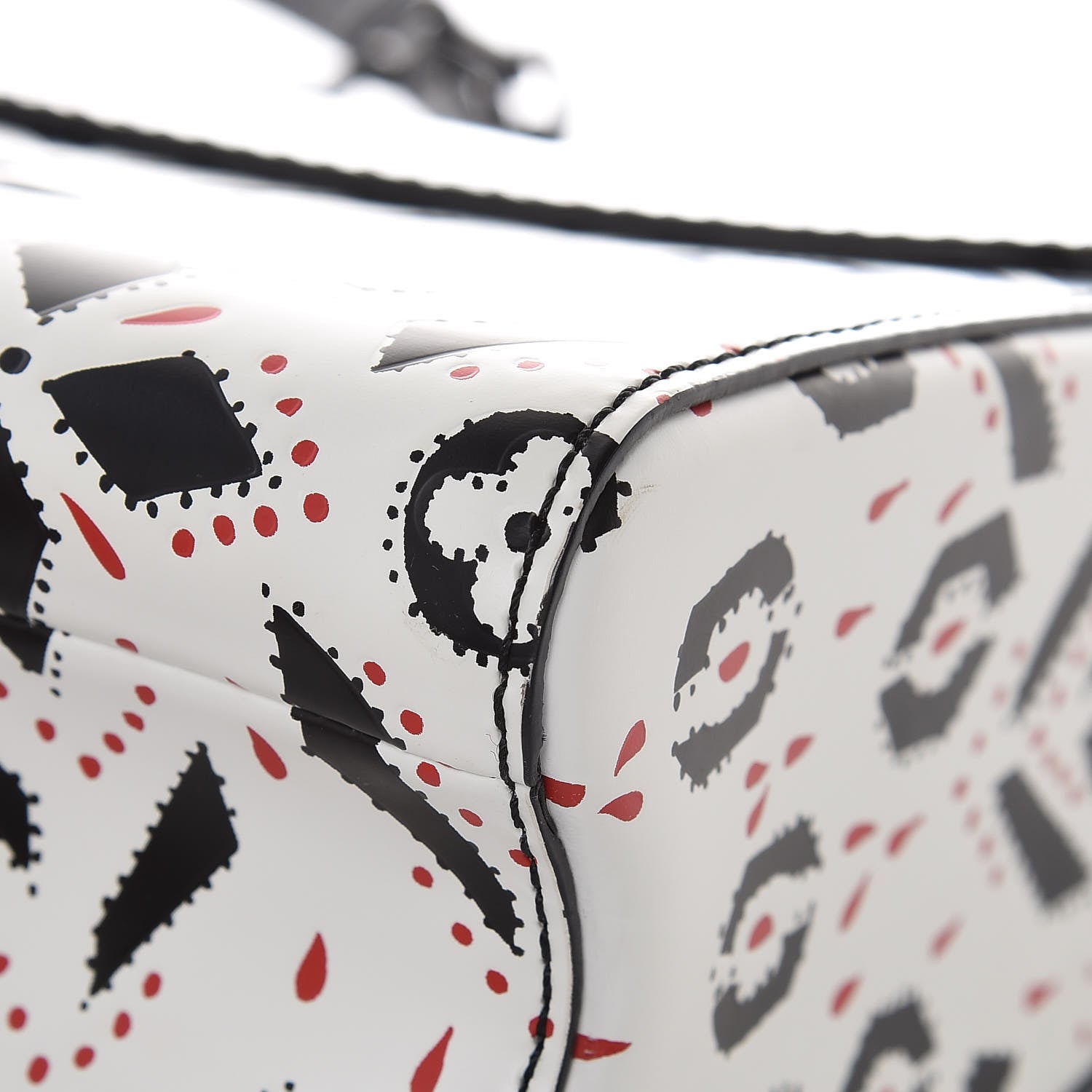 Louis Vuitton Calfskin Graphic Print Twist Shoulder Bag MM White Black 6 of 14